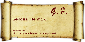 Gencsi Henrik névjegykártya